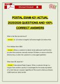 POSTAL EXAM 421 ACTUAL 2026 QUESTIONS AND 100&percnt; CORRECT ANSWERS