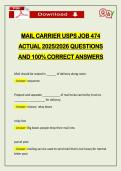 MAIL CARRIER USPS JOB 474 ACTUAL 2026 QUESTIONS AND 100&percnt; CORRECT ANSWERS