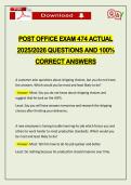 POST OFFICE EXAM 474 ACTUAL 2026 QUESTIONS AND 100&percnt; CORRECT ANSWERS