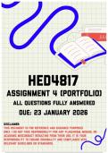 HED4817 Assignment 4 &lpar;Portfolio&rpar; Memo &vert; Due 23 January 2026