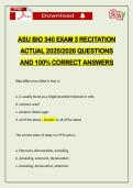 PACKAGE DEAL&colon;&colon;&colon; ASU BIO 340 EXAMS 1&comma;2&comma;3 AND FINALS ACTUAL 2026 UPDATE
