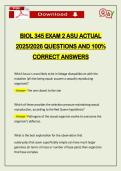 BIOL 345 EXAM 2 ASU ACTUAL 2026 QUESTIONS AND 100&percnt; CORRECT ANSWERS