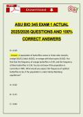 ASU BIO 345 EXAM 1 ACTUAL 2026 QUESTIONS AND 100&percnt; CORRECT ANSWERS