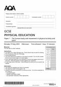 2025 AQA GCSE PHYSICAL EDUCATION PAPER 1 &lpar;8582&sol;1&colon; The human body and movement in physical activity and   sport&rpar;&period;