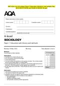2025 AQA A-level Sociology Paper 1 Education with theory and methods May QUESTION PAPER and MARK SCHEME Merged