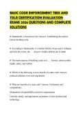 BASIC CODE ENFORCEMENT TEEX AND TDLR CERTIFICATION EVALUATION EXAMS 2026 QUESTIONS AND COMPLETE SOLUTIONS