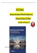 TEST BANK For American Government&colon; Political Development and Institutional Change 12th Edition by Cal Jillson&comma; Verified Chapters 1 - 16&comma; Complete Newest Version