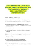 TLETA WEEK 1 EXAM STUDY GUIDE  2026&sol;2027 COMPLETE QUESTIONS WITH  VERIFIED CORRECT ANSWERS &vert;&vert;  100&percnt; GUARANTEED PASS  <NEWEST VERSION> 