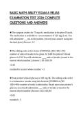 BASIC MATH ABILITY EXAM A RELIAS EXAMINATION TEST 2026 COMPLETE QUESTIONS AND ANSWERS