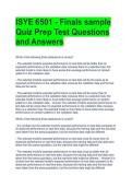 ISYE 6501 - Finals sample Quiz Prep Test Questions and Answers 