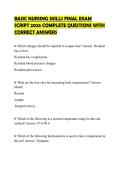 BASIC NURSING SKILLS FINAL EXAM SCRIPT 2026 COMPLETE QUESTIONS WITH CORRECT ANSWERS