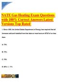 NATE Gas Heating Exam Questions with 100&percnt; Correct Answers Latest Versions Top Rated 