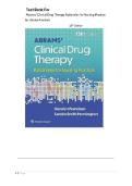 Test Bank - Abrams&rsquo; Clinical Drug Therapy&colon; Rationales for Nursing Practice&comma; 13th Edition &lpar;Frandsen&comma; 2026&rpar;Newest Edition