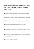 BASIC ORIENTATION PLUS EXAM SCRIPT 2026 FULL QUESTIONS AND CORRECT ANSWERS STUDY GUIDE