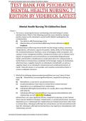 TEST BANK FOR PSYCHIATRIC MENTAL HEALTH NURSING 7 TH EDITION BY VIDEBECK &vert;LATEST and VERIFIED &vert;