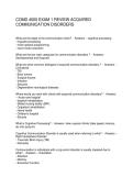 COMD 4500 EXAM 1 REVIEW ACQUIRED COMMUNICATION DISORDERS
