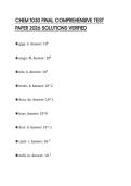 CHEM 1030 FINAL COMPREHENSIVE TEST PAPER 2026 SOLUTIONS VERIFIED
