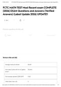 FCTC MATH TEST Most Recent exam COMPLETE &lpar;2026&rpar; EXAM Questions and Answers &lpar;Verified Answers&rpar; &lpar;Latest Update 2026&rpar; UPDATE&excl;&excl;