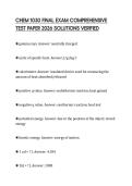 CHEM 1030 FINAL EXAM COMPREHENSIVE TEST PAPER 2026 SOLUTIONS VERIFIED