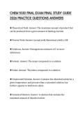 CHEM 1030 FINAL EXAM FINAL STUDY GUIDE 2026 PRACTICE QUESTIONS ANSWERS