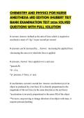 CHEMISTRY AND PHYSICS FOR NURSE ANESTHESIA 3RD EDITION SHUBERT TEST BANK EXAMINATION TEST 2026 SOLVED QUESTIONS WITH FULL SOLUTION