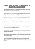 ADULT HEALTH 1 WGU QUESTIONS WITH CORRECT ANSWERS 2026