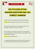 HUC CH 6 QUIZ ACTUAL 2026 QUESTIONS AND 100&percnt; CORRECT ANSWERS