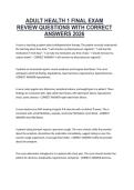 ADULT HEALTH 1 FINAL EXAM REVIEW QUESTIONS WITH CORRECT ANSWERS 2026