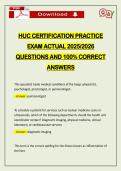 HUC CERTIFICATION PRACTICE EXAM ACTUAL 2026 QUESTIONS AND 100&percnt; CORRECT ANSWERS
