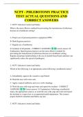 NCPT - PHLEBOTOMY PRACTICE  TEST ACTUAL QUESTIONS AND  CORRECT ANSWERS 