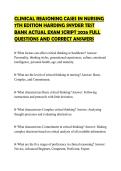CLINICAL REASONING CASES IN NURSING 7TH EDITION HARDING SNYDER TEST BANK ACTUAL EXAM SCRIPT 2026 FULL QUESTIONS AND CORRECT ANSWERS