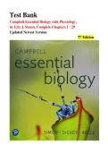 Campbell Essential Biology with Physiology 7th Edition Test Bank &vert; Complete Chapters 1-29 &vert; Multiple-Choice Questions & Answer Key &vert; A&plus; Graded