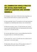 CDL COMBINATION VEHICLE PRACTICE TEST ACTUAL EXAM PAPER 2026 COMPLETE QUESTIONS AND ANSWERS GRADED A&plus;