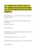 CDL COMBINATION VEHICLE PRACTICE TEST CERTIFICATION EVALUATION EXAMS 2026 SOLVED QUESTIONS AND SOLUTIONS GRADED A&plus;