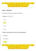 ATI TEAS 6 Practice Tests Workbook 6 Full Length Questions Test Bank with Correct Answers