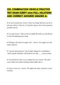 CDL COMBINATION VEHICLE PRACTICE TEST EXAM SCRIPT 2026 FULL SOLUTIONS AND CORRECT ANSWERS GRADED A&plus;