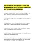 CDL COMBINATION VEHICLE PRACTICE TEST EXAMINATION TEST 2026 QUESTIONS WITH SOLUTIONS GRADED A&plus;