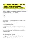 CDL COMBINATION VEHICLE PRACTICE TEST TEST BANK 2026 UPDATED QUESTIONS WITH ANSWERS GRADED A&plus;