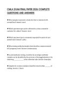 CMLA EXAM FINAL PAPER 2026 COMPLETE QUESTIONS AND ANSWERS