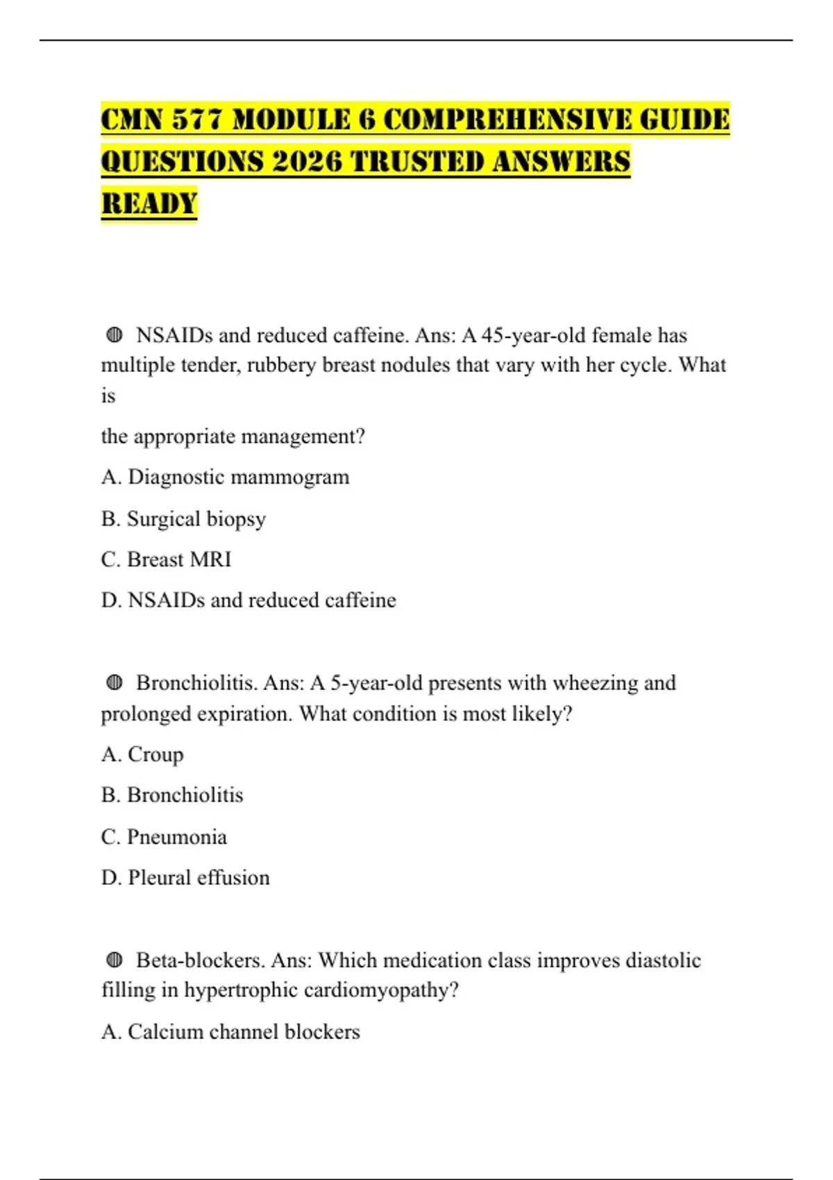 CMN 577 MODULE 6 COMPREHENSIVE GUIDE QUESTIONS 2026 TRUSTED ANSWERS ...