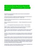 Economics And Personal Finance Final Exam Questions with Correct Answers 