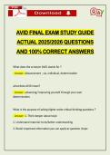 AVID FINAL EXAM STUDY GUIDE ACTUAL 2026 QUESTIONS AND 100&percnt; CORRECT ANSWERS