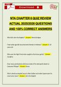 NTA CHAPTER 6 QUIZ REVIEW ACTUAL 2026 QUESTIONS AND 100&percnt; CORRECT ANSWERS