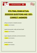 NTA FINAL EXAM ACTUAL 2026 QUESTIONS AND 100&percnt; CORRECT ANSWERS