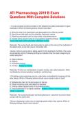 ATI Pharmacology 2019 B Exam Questions With Complete Solutions