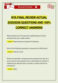 NTA FINAL REVIEW ACTUAL 2026 QUESTIONS AND 100&percnt; CORRECT ANSWERS
