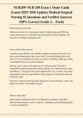 NUR 209 &sol; NUR209 Exam 1 Study Guide &ndash; Medical Surgical Nursing II&comma; Fortis College&comma; 2025&ndash;2026 &vert; Verified Questions & Answers &lpar;Grade A&rpar;