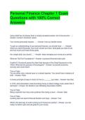 Personal Finance Chapter 1 Exam Questions with 100&percnt; Correct Answers 