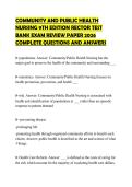 COMMUNITY AND PUBLIC HEALTH NURSING 9TH EDITION RECTOR TEST BANK EXAM REVIEW PAPER 2026 COMPLETE QUESTIONS AND ANSWERS
