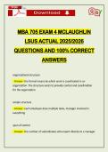 MBA 705 EXAM 4 MCLAUGHLIN LSUS ACTUAL 2026 QUESTIONS AND 100&percnt; CORRECT ANSWERS